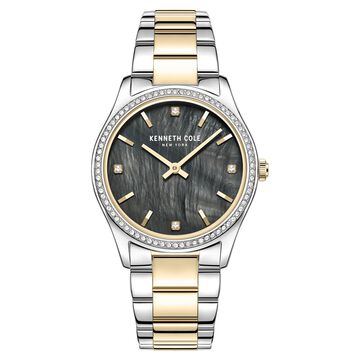 Kenneth Cole Quartz Analog Black Round Dial Silver Stainless Steel Strap Watch For Women