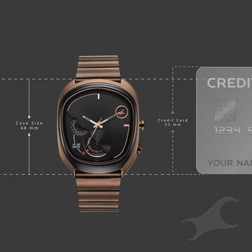 Fastrack UFO Quartz Multifunction Black Dial Brown Stainless Steel Strap Watch For Guys