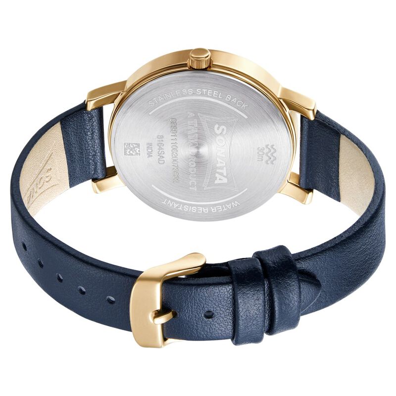Sonata Multifunctions Blue Dial Women Watch With Leather Strap - image number 4