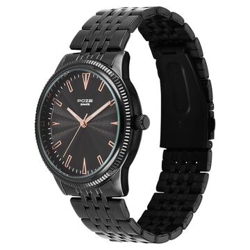 Sonata Poze Quartz Analog Black Dial Black Metal Strap Watch For Men