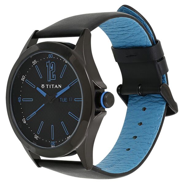 Titan Purple Black Dial Analog with Day and Date Metal Strap Watch for Men - image number 1