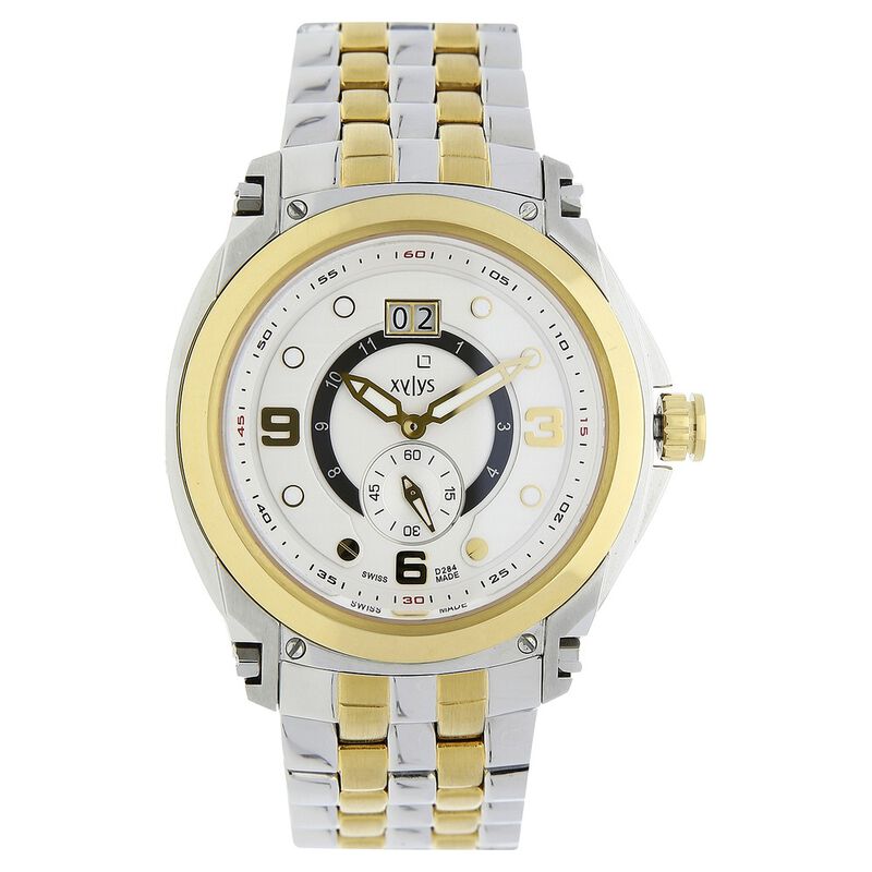 Xylys Swiss Analog Two Toned Stainless Steel Strap and White Dial Watch For Men