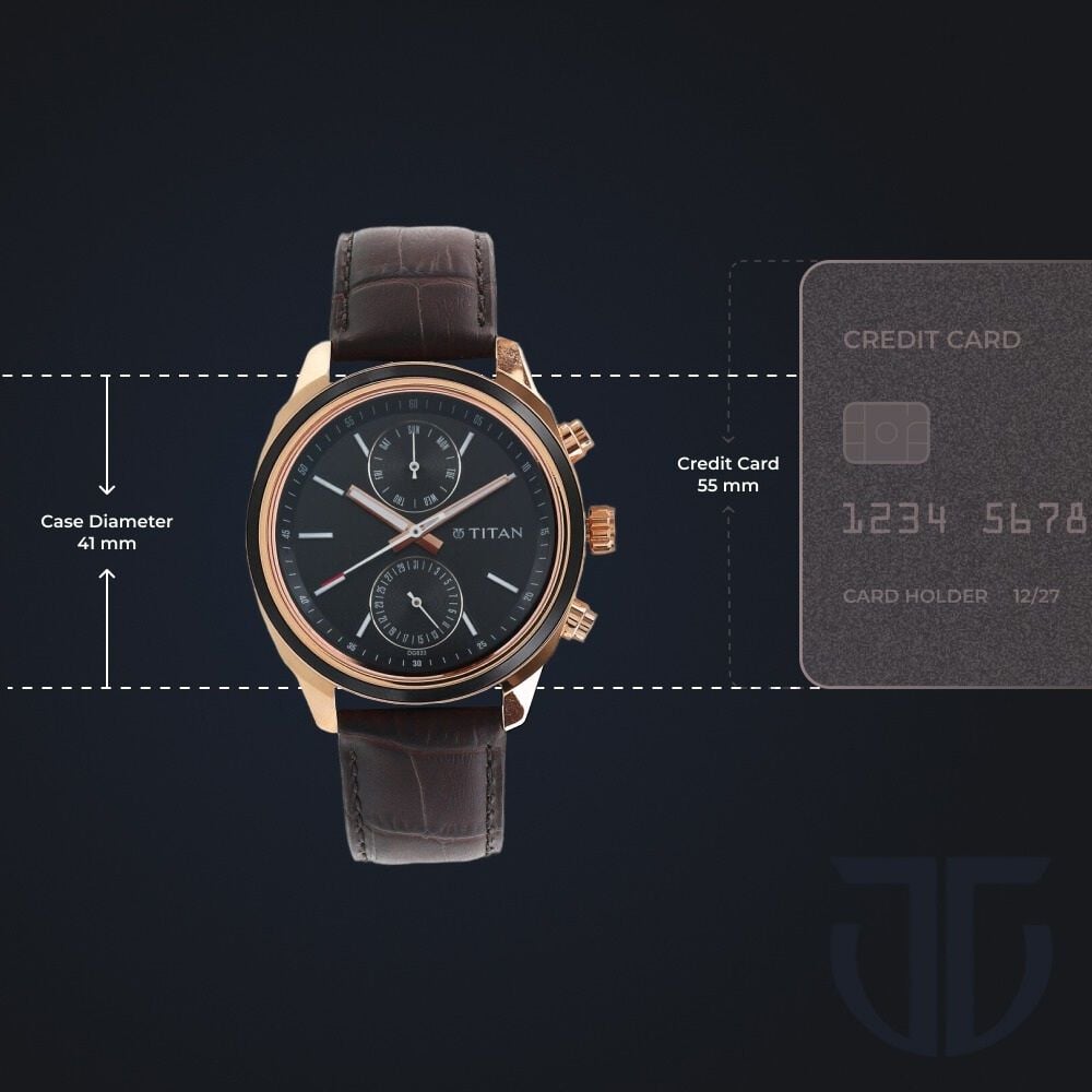 Buy Online Titan Quartz Multifunction Black Dial Leather Strap