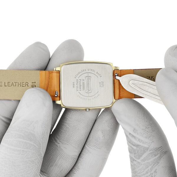 16 mm Orange Genuine Leather Strap for Women - image number 6