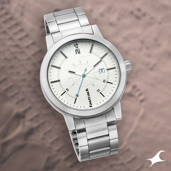 Fastrack Tripster Quartz Analog with Date White Dial Stainless Steel Strap Watch for Guys - image number 0