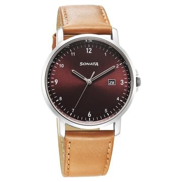 Sonata Quartz Analog with Date Brown Dial Watch for Men