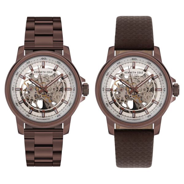 Kenneth Cole Automatic Silver Dial Leather Strap Watch for Men - image number 2