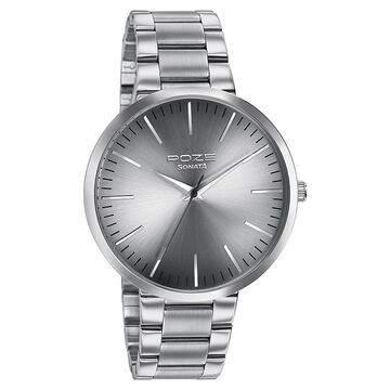 Sonata Poze Quartz Analog Grey Dial Metal Strap Watch for Men