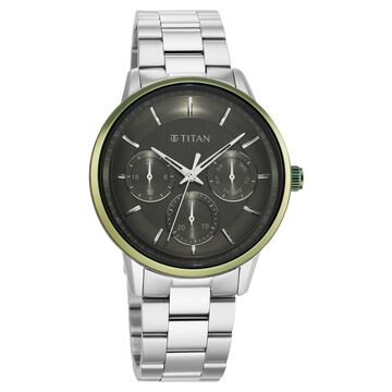 Titan Urban Magic Green Dial Quartz Multifunction Stainless Steel Strap watch for Men