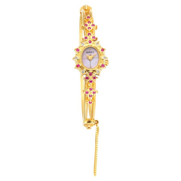 Nebula Quartz Analog Mother of Pearl Dial 18 Karat Gold Strap Watch for Women - image number 0