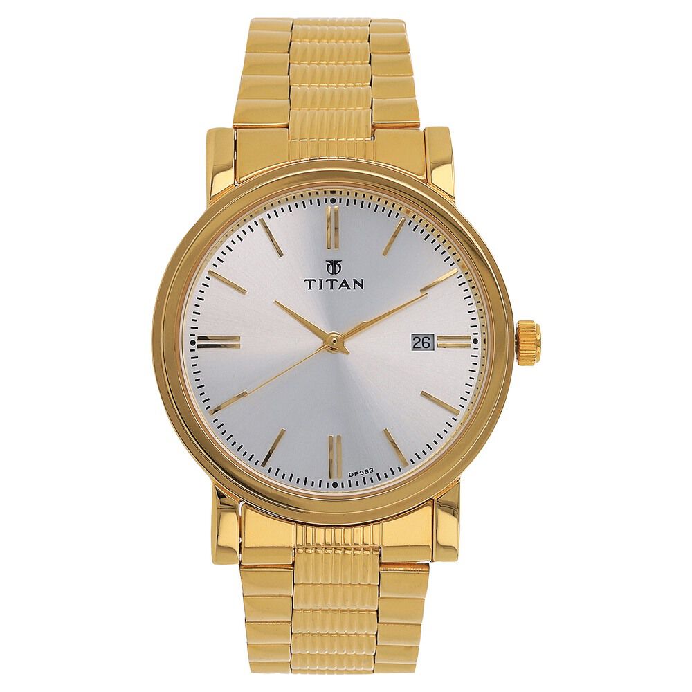 Buy Online Titan Quartz Analog with Date Silver Dial Stainless