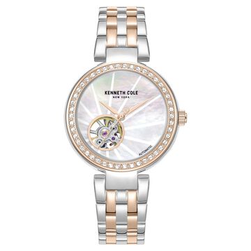 Kenneth Cole Automatic Automatic Mother Of Pearl Dial Two Toned Stainless Steel Strap Watch For Women
