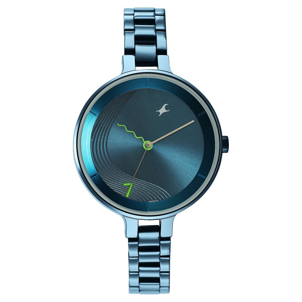 Buy Online Fastrack Stunners Quartz Analog Blue Dial Metal Strap