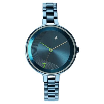 Fastrack Stunners Quartz Analog Blue Dial Metal Strap Watch for Girls