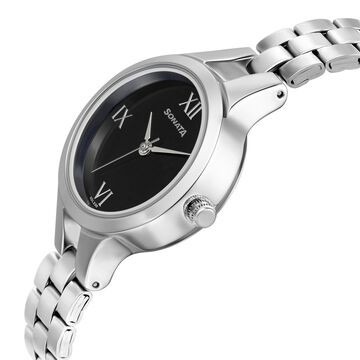 Sonata Workwear Black Dial Women Watch With Stainless Steel Strap