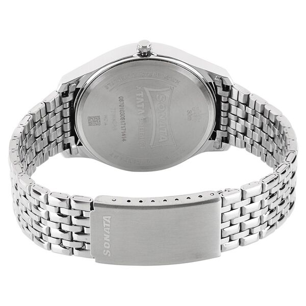 Sonata Quartz Analog Black Dial Stainless Steel Strap Watch for Men - image number 3