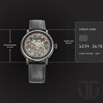Titan Magnate Automatic Black Dial Black Leather Strap Watch for Men