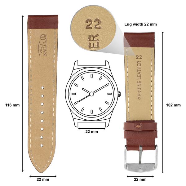 22 mm Tan Genuine Leather Straps for Men - image number 1