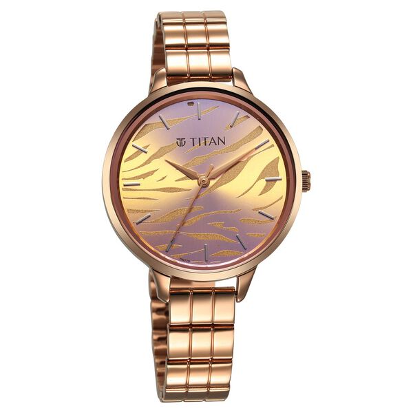 Titan Secluded Quartz Analog Rose Gold Dial Rose Gold Stainless Steel Strap Watch For Women - image number 1