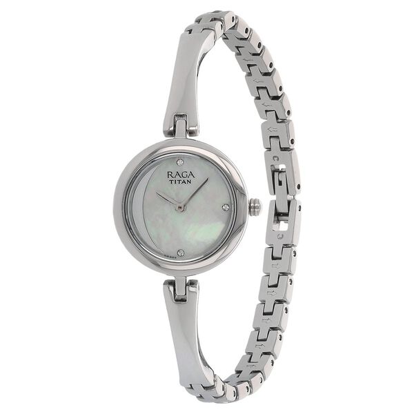 Titan Raga Moonlight White Dial Women Watch With Metal Strap - image number 1