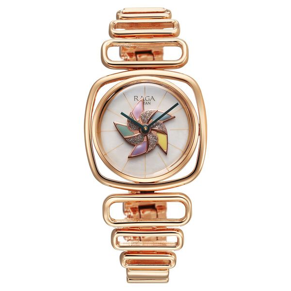 Titan Raga Memoirs Pinwheel Quartz Analog Mother of Pearl Dial With Rose Gold Color Metal Strap Watch For Women - image number 0