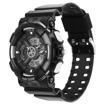 Sonata SF Spectra Quartz Digital Black Dial Translucent Black PU Strap Watch For Men