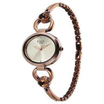 Titan Raga Viva Quartz Analog Champagne Dial Metal Strap Watch for Women