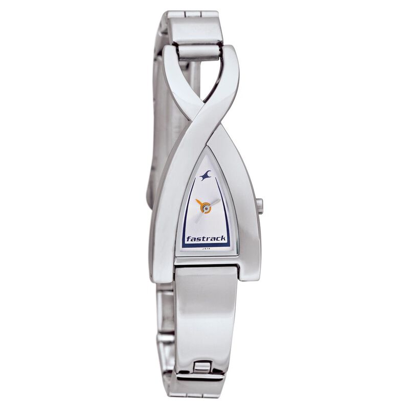 Fastrack Quartz Analog Silver Dial Stainless Steel Strap Watch for Girls