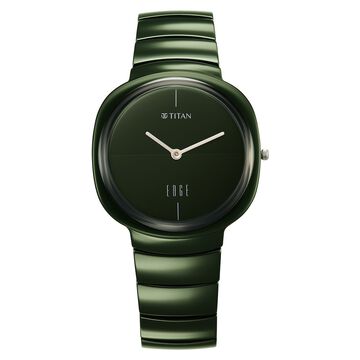 Titan Squircle Camo Quartz Analog Green Dial Ceramic Strap Watch For Unisex