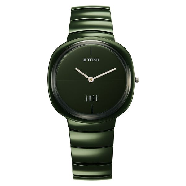 Titan Squircle Camo Quartz Analog Green Dial Ceramic Strap Watch For Unisex - image number 0