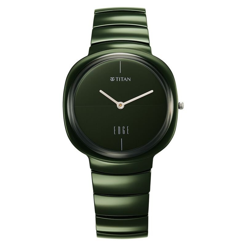 Titan Squircle Camo Quartz Analog Green Dial Ceramic Strap Watch For Unisex