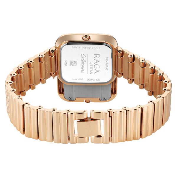 Titan Raga Glimmers Quartz Analog Mother of Pearl Dial Rose Gold Metal Strap Watch For Women - image number 6