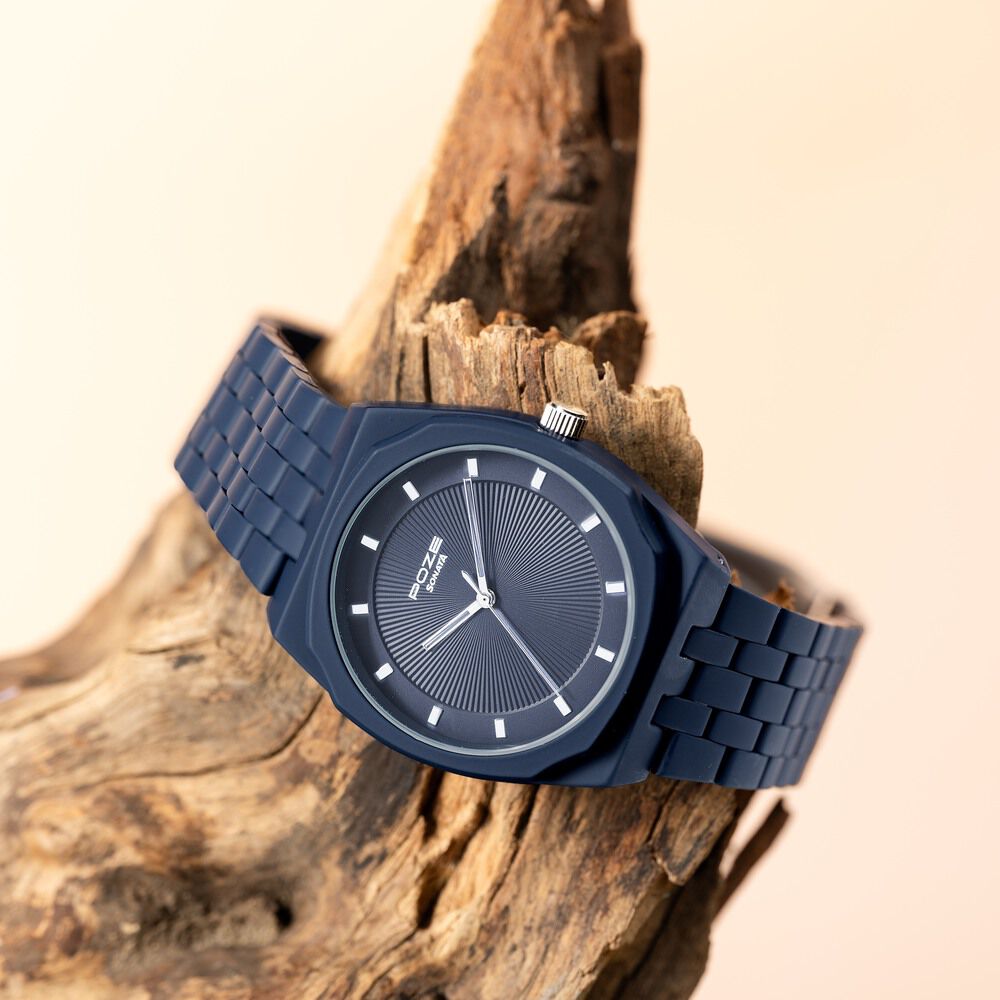 Sonata Poze Quartz Analog Blue Dial Blue Metal Strap Watch For Men-image-42