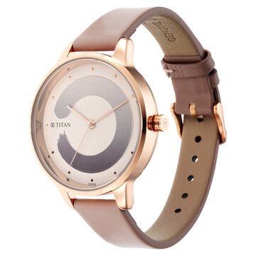 Titan Purple Glam It Up Rose Gold Dial Analog Leather Strap Watch for Women