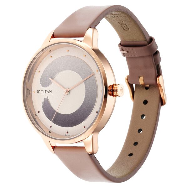 Titan Purple Glam It Up Rose Gold Dial Analog Leather Strap Watch for Women - image number 2