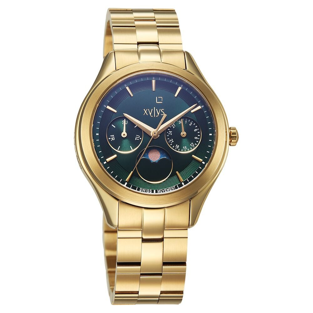 Buy Online Xylys Swiss Quartz Green Dial Golden Stainless Steel