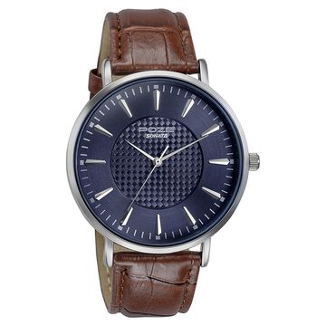 Sonata Poze Quartz Analog Blue Dial Leather Strap Watch for Men