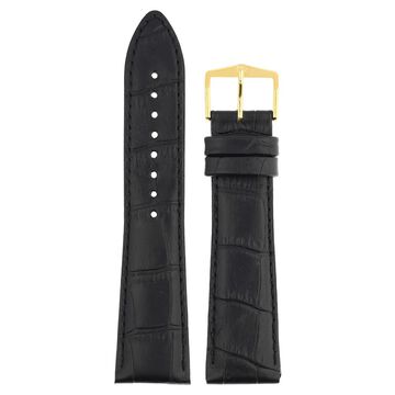 22 mm Black Genuine Leather Straps for Men