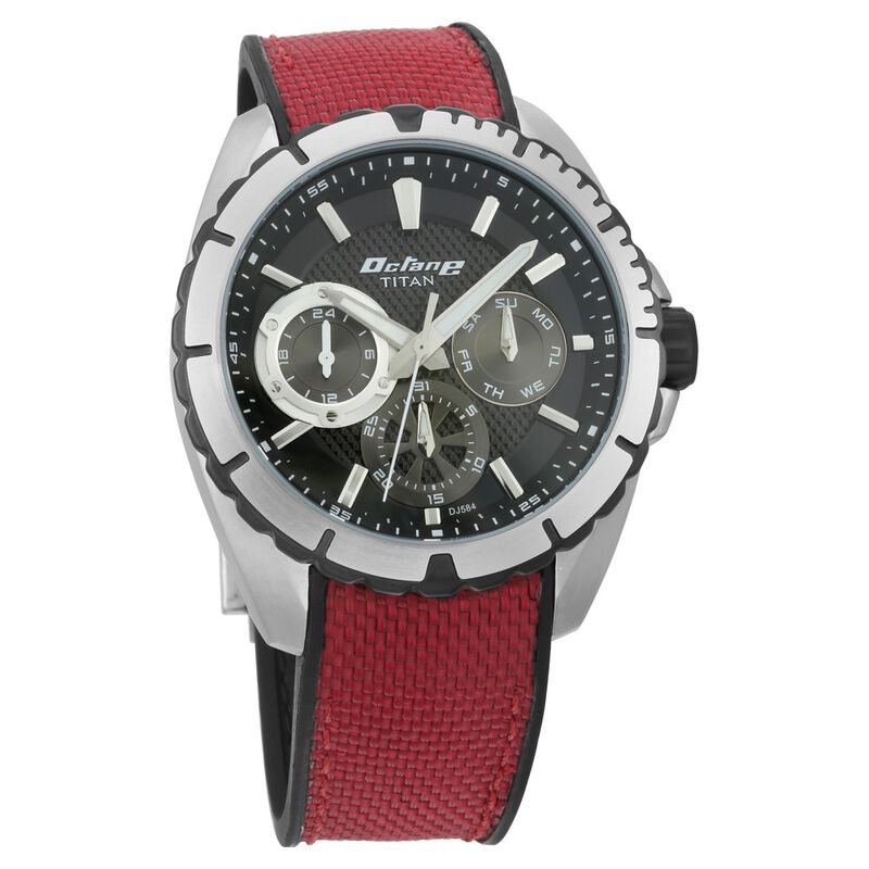 Titan Quartz Multifunction Black Dial Nylon Strap Watch for Men