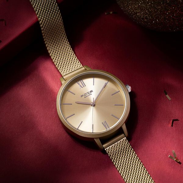 Sonata Poze Quartz Analog Golden Dial Mesh Strap Watch for Women - image number 0