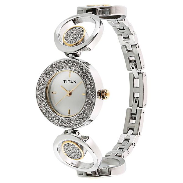Titan Quartz Analog White Dial Stainless Steel Strap Watch for Women - image number 1