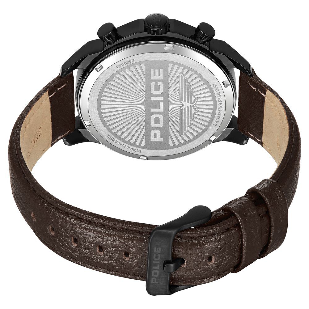 Buy Online Police Quartz Multifunction Grey Dial Brown Leather Strap Watch for Men plpewgf0039203 Titan