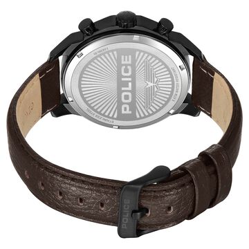 Police Quartz Multifunction Grey Dial Brown Leather Strap Watch for Men