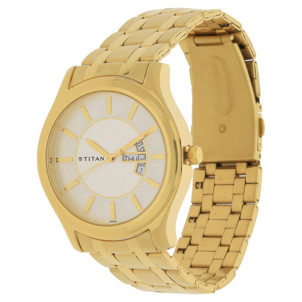 Buy Online Titan Analog with Day and Date Silver Dial Metal Strap