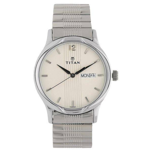 Titan Quartz Analog with Day and Date Silver Dial Stainless Steel Strap Watch for Men - image number 0