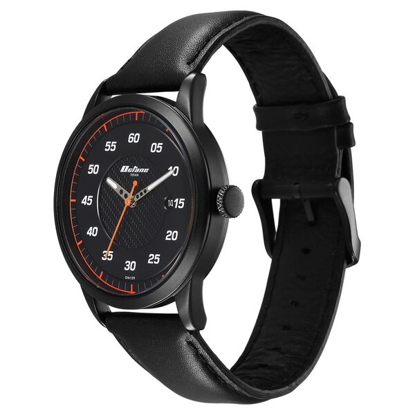 Titan Octane Quartz Analog with Date Black Dial With Black Leather Strap Watch For Men - image number 2
