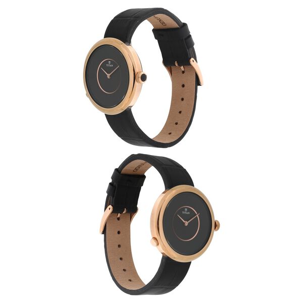 Titan We Black Dial Women Watch With Leather Strap - image number 1