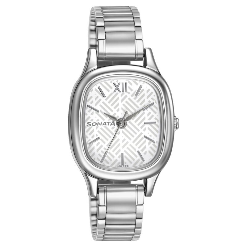 Buy Online Sonata Workwear White Dial Women Watch With Stainless Steel ...