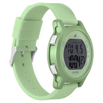 Fastrack Street Line Digital Dial Green Silicone Strap Watch for Girls