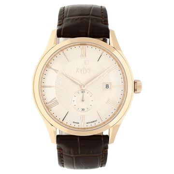 Xylys Quartz Analog with Date Beige Dial Leather Strap Watch for Men
